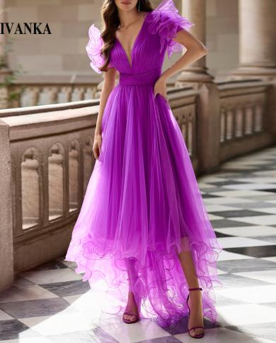 Purple puffy prom on sale dresses