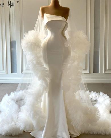 Serene Hill Satin White Mermaid Wedding Dresses 2023 O Neck