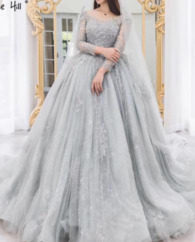 Long sleeve outlet grey wedding dress