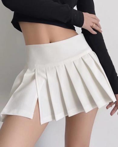 High waisted white sale pleated mini skirt