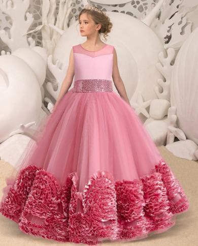 Kids Dresses Girls Wedding 11 12 Years Formal Dresses Kids 10 12 Years  Girls New Color Red Kid Size 10