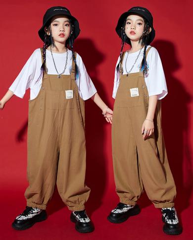 Childrens Overalls Loose Girls Denim Jumpsuit+lace Shirt Kids