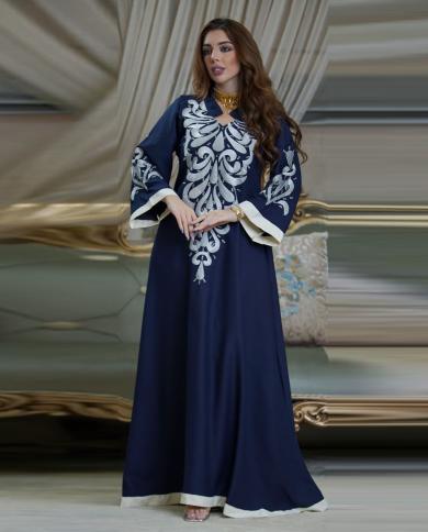 Jalabiya Loose Long Arabic Dress Islam Clothing Turkey Muslim Dress Women  Eid Mubarak Abaya Dubai Saudi Arabia Turkish D size L Color Dark Blue