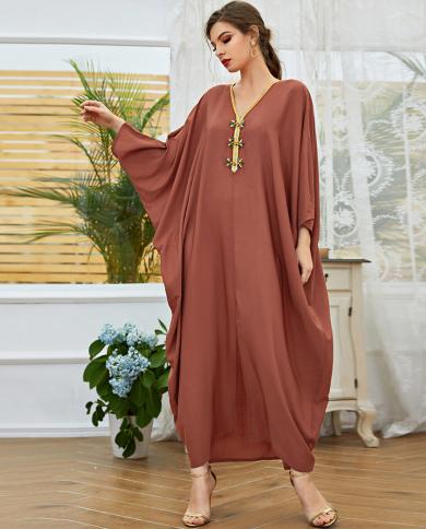 Batwing Abaya Turkey Islam Arabic Muslim Dress Kaftan Robe Abayas For Women Dubai Evening Dresses Caftan Moroccan Djella size One size Color Auburn Batwing Abaya Turkey Islam Arabic Muslim Dress Kaftan Robe Abayas For Women Dubai Evening Dresses Caftan Moroccan Djella size One size Color Auburn