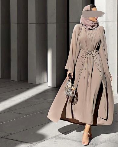 Соответствующий комплект из 4 предметов, мусульманское платье-хиджаб, Ид,  абайя для женщин, Дубай, арабский, исламский наряд, од