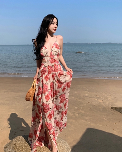 Super Fairy Seaside Holiday Chiffon Floral Holiday Womens Dress