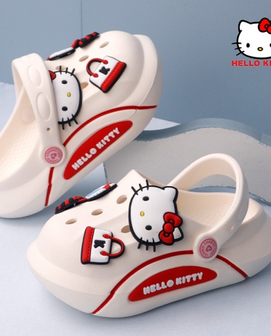 Sanrio Hello Kitty Новые Детские Сандалии Детская Садовая Обувь Пляжная  Обувь С Отверстиями Домашняя Нескользящая Верхняя Одежда size 200 inner  length 20cm about 67 years old צֶבַע 232866 Melody pink