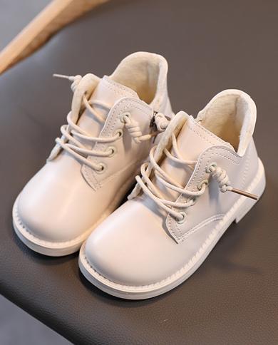 Winter Shoes Kids Boots Plush Warm Lace Up Ankle Boots Black Boots White  Booties Boys Girls Casual Shoes 112y Fashion Color Black Shoe Size 33