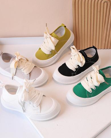 Kids Casual Shoes Lace Up Canvas Shoes For Children Girls Platform