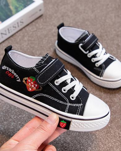 Girls Boys Canvas Shoes Cute Children Sneakers Flats Black Pink White 4 10 Years Kids Casual Running Sports Tenis Shoes Color Pink Shoe Size 36