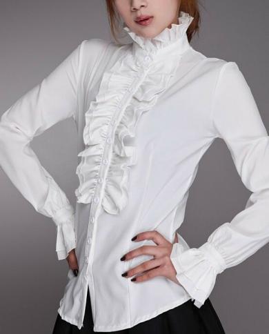 ladies white ruffle blouses