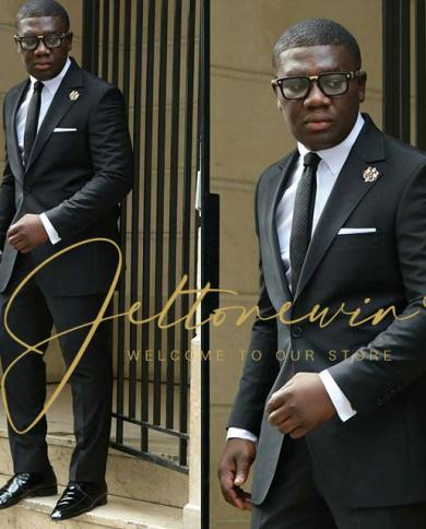 Classic Suits For Men Slim Fit 2 Piece Jacket Pants Set Formal