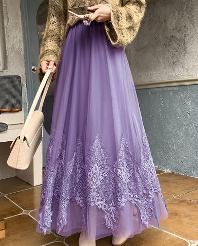 Purple tulle maxi skirt top