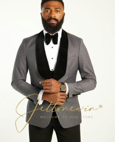 Casual Men Suits Wedding Tuxedos Groom Wear Lapel Man Suit Blazer 3 Pcs Bridegroom Sets Groomsman Costume Homme Traje Ho Color As Picture size SEU46 Or US36