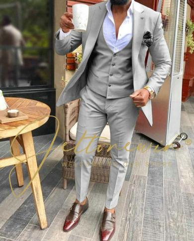 Men Dress Blazers Pants 3 Piece Set Male New 2022 Formal Solid