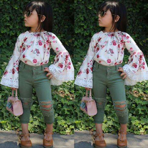 Child Jeans For Girl Flare Jeans Kids Girls Casual Style Denim