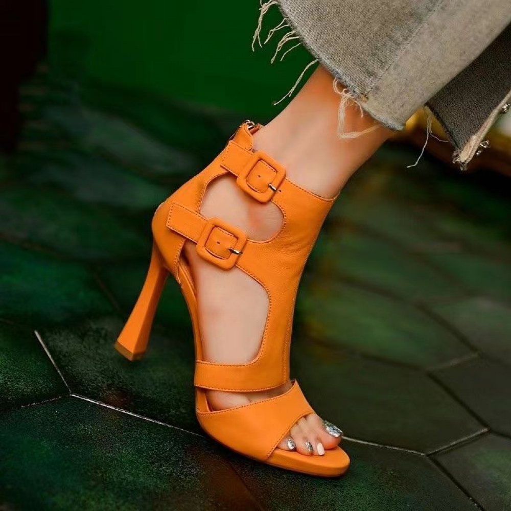 Summer New Stiletto Roman Sandals Belt Buckle Waterproof Platform