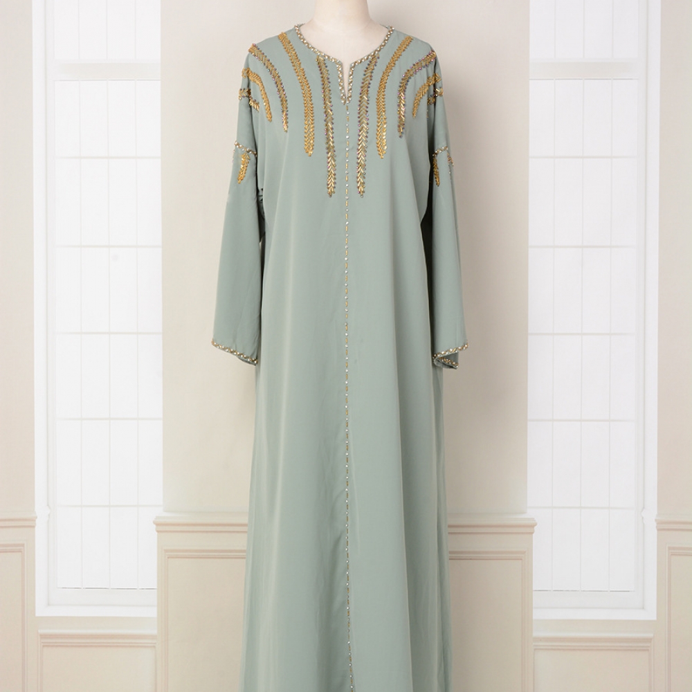 Mt015 Middle East Dubai Long Lady Style Dress Beaded New Fashion