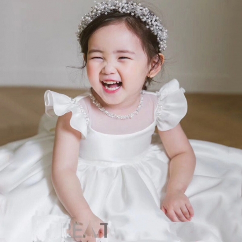 open lace back dress Children's one-year-old banquet baby girl's birthday catch week dress – Lee  Nhi Boutique main image 0