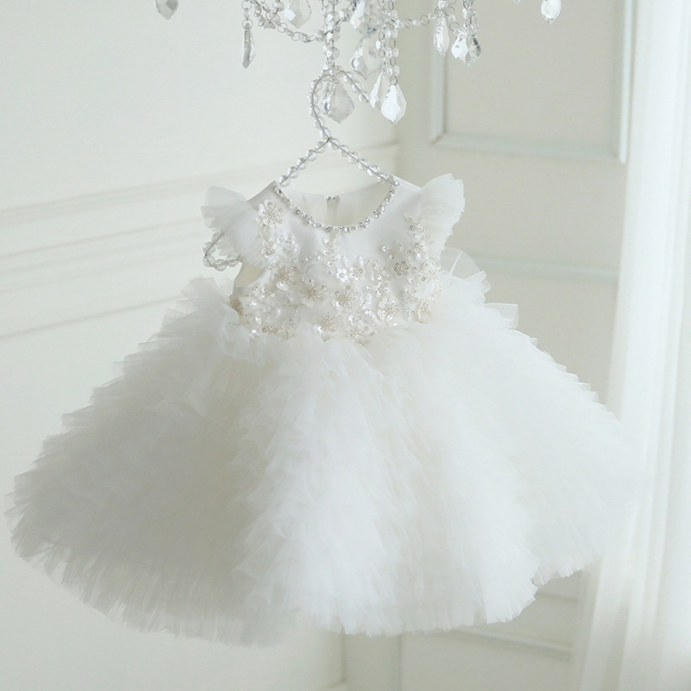 Girls Dress Skirt Children Princess Dress White Wedding Dress