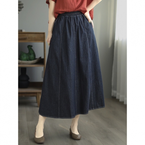 Cotton drawstring outlet waist skirt