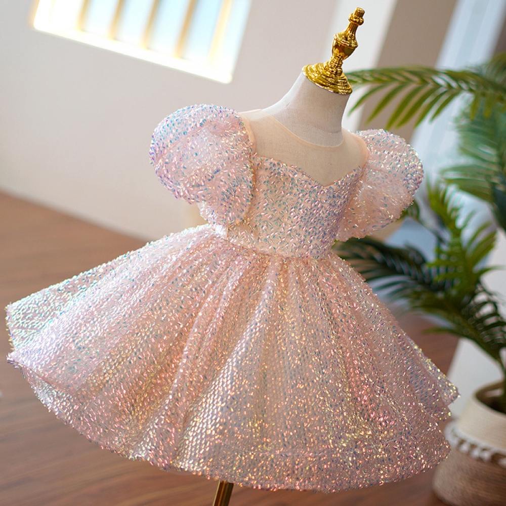 Piano Playing Sequins Girls Dress New Flower Girl Birthday