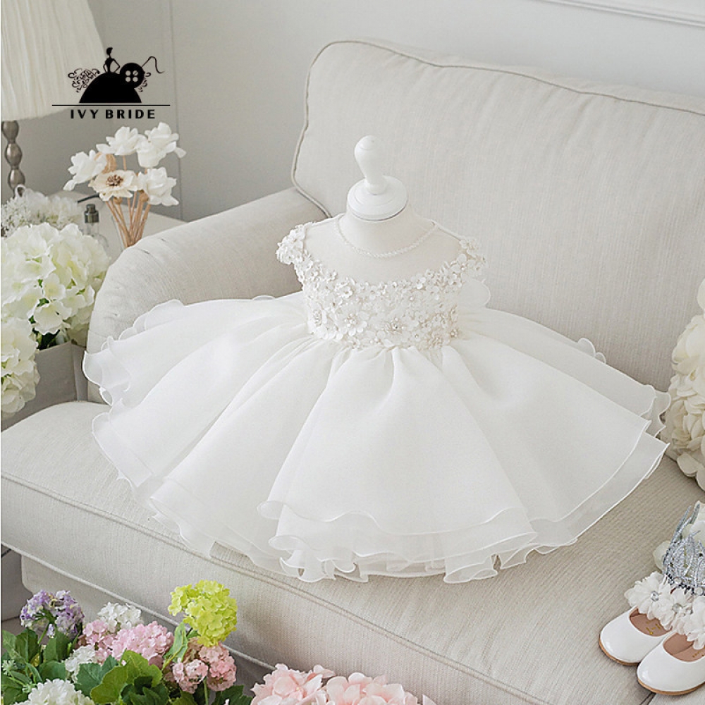 One year old Dress Girl Baby Spring Flower Girl Fluffy Princess