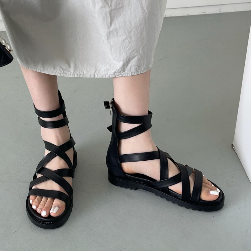 Sandals with sales zipper on top