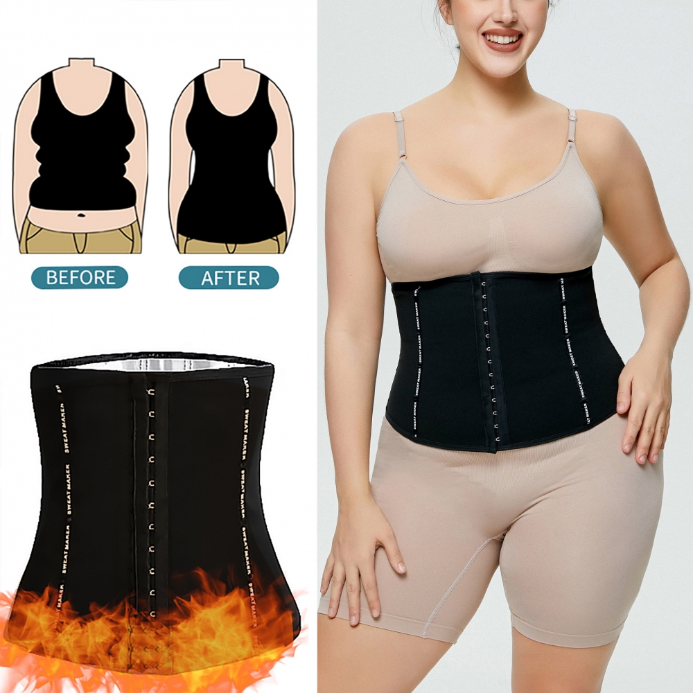 Tik Tok Hot Style Waist Seal Womens Body Shaping Belt Sports Fitness Burst  Sweat Burn Waist Slimming Corset size M Color black