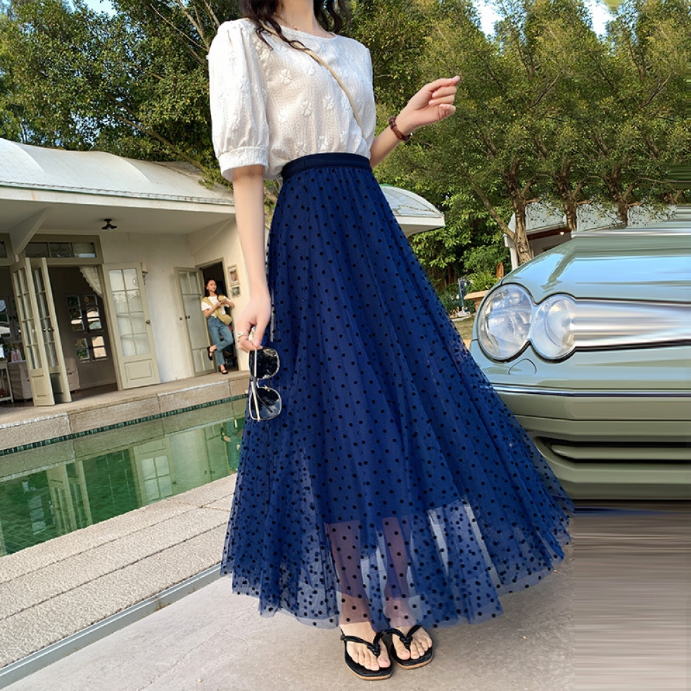 Mesh skirt sales polka dots