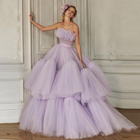 Extra Puffy Tulle Dress Lavender Ball Gown Prom Gowns Hot Sale Vestidos De  Fiesta De Noche Fashion Women Party Dress Lo size 36 Color Yellow