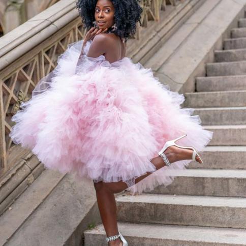 sachin and babi light blue dress Off The Shoulder Champagne Tulle Prom Dress, Short Formal Homecoming Dress, US 12 / Champagne As Pics / with Rush+$19.99 main image 0