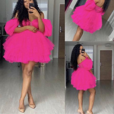Short puffy pink dress clearance