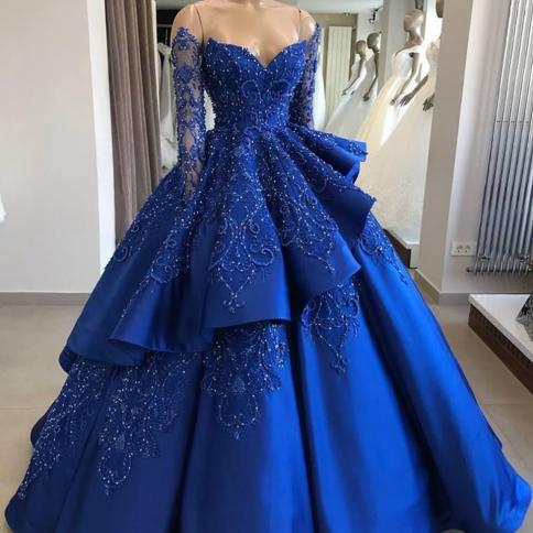 Cocktail dress royal blue and silver sales