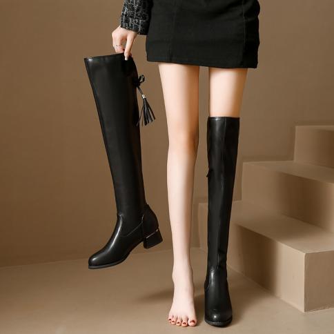 Over the shop knee zipper boots