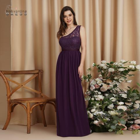 Burgundy Chiffon Lace Bridesmaid Dresses One Shoulder Prom Dresses Elegant  Formal Wedding Party Gown Robe De Soire De Color Navy blue US Size 14
