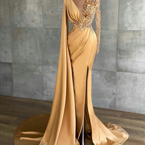 gold prom dress black girl V-Neck Sleeveless Appliques Beaded Sparkly Sheath for Girls Competitive Price More quantities Gold Prom Dress Black Women