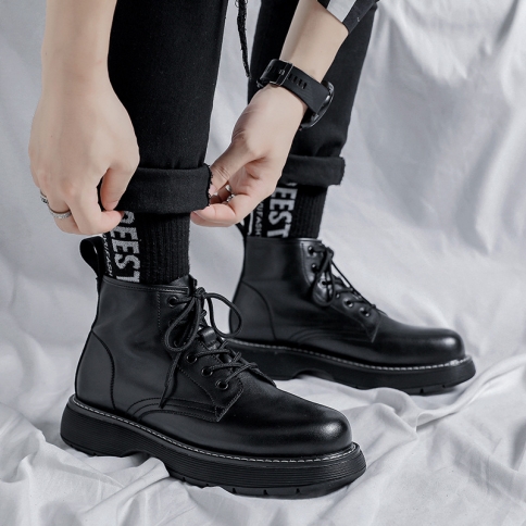 Viscose Toe Layer Black Martin Boots Autumn Men s Shoes Casual