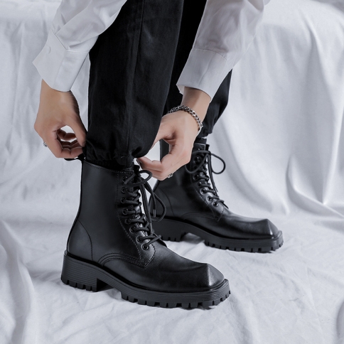 High heel round cheap head martin boots