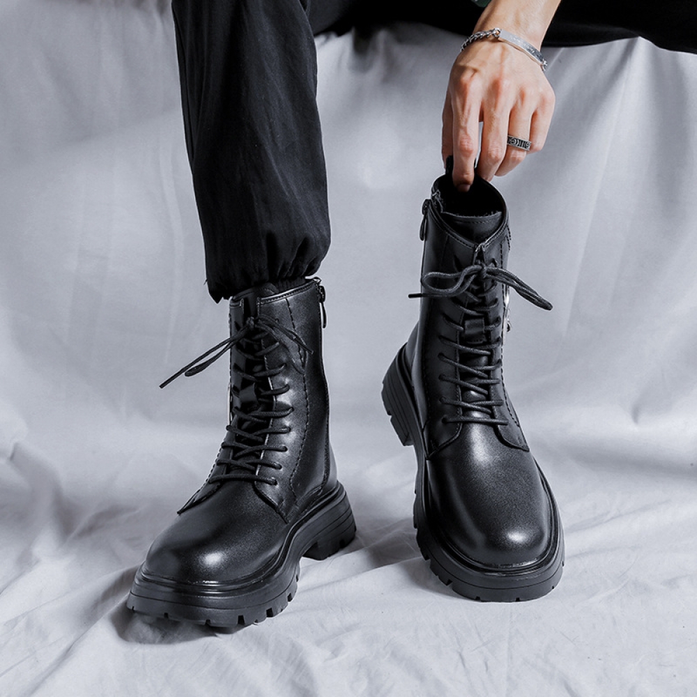 High heel round head martin boots deals