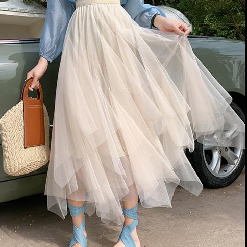 Midi tulle mesh skirt online
