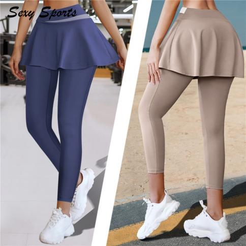 Yoga Skirt Pants Double Sided Nude High Waist Nylon Fitness Yoga