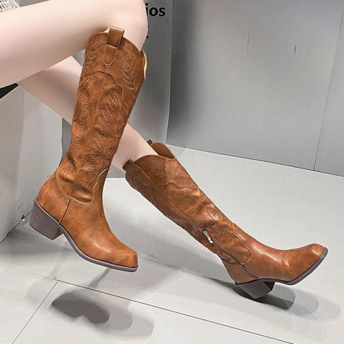 Embroidered knee high boots online
