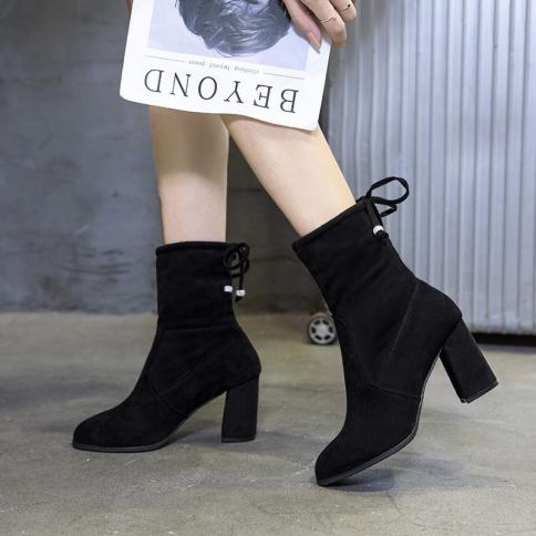 elastic heeled booties