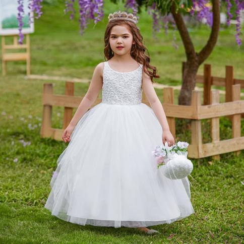 Teens Girls White Lace Bridesmaid Dresses Flower Girl Princess Dress For  Wedding Prom Gown Elegant Kids Birthdday Party pink pink 170 13-14T 170  13-14T