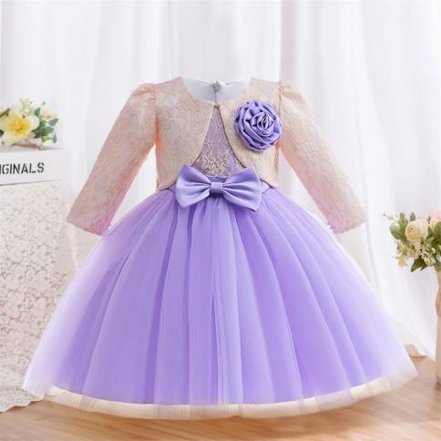 open lace back dress LAST PIECE* Hannah Satin Two-Tone Girls Dress with 3D Flower Detail a –  Kid's Dream main image 0