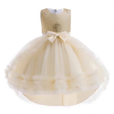 3 10 Years Kids Girl Birthday Party Dresses Tulle Trailing Princess Dress  For Girls Children Clothes Pageant Wedding Pro