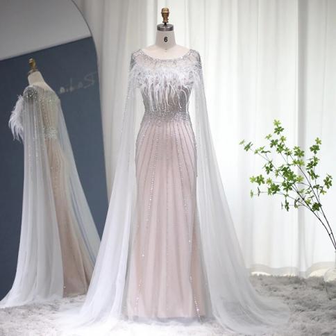 Sharon Said Luxury Dubai Silver Nude Feathers Evening Dresses For Women 2023 Wedding Birthday Party Dress Formal Gowns S green green 2 2 Sharon Said Luxury Dubai Silver Nude Feathers Evening Dresses For Women 2023 Wedding Birthday Party Dress Formal Gowns S green green 2 2