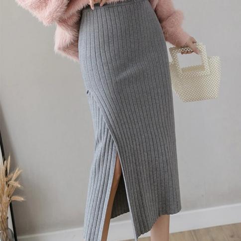 Pencil Skirt Woman Winter Knit Long Skirts Knit Pencil Skirt 2023 Fashion Winter size One size Color Apricot