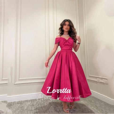 Lorrtta Elegant Hot Pink Off The Shoulder Evening Night Dress For
